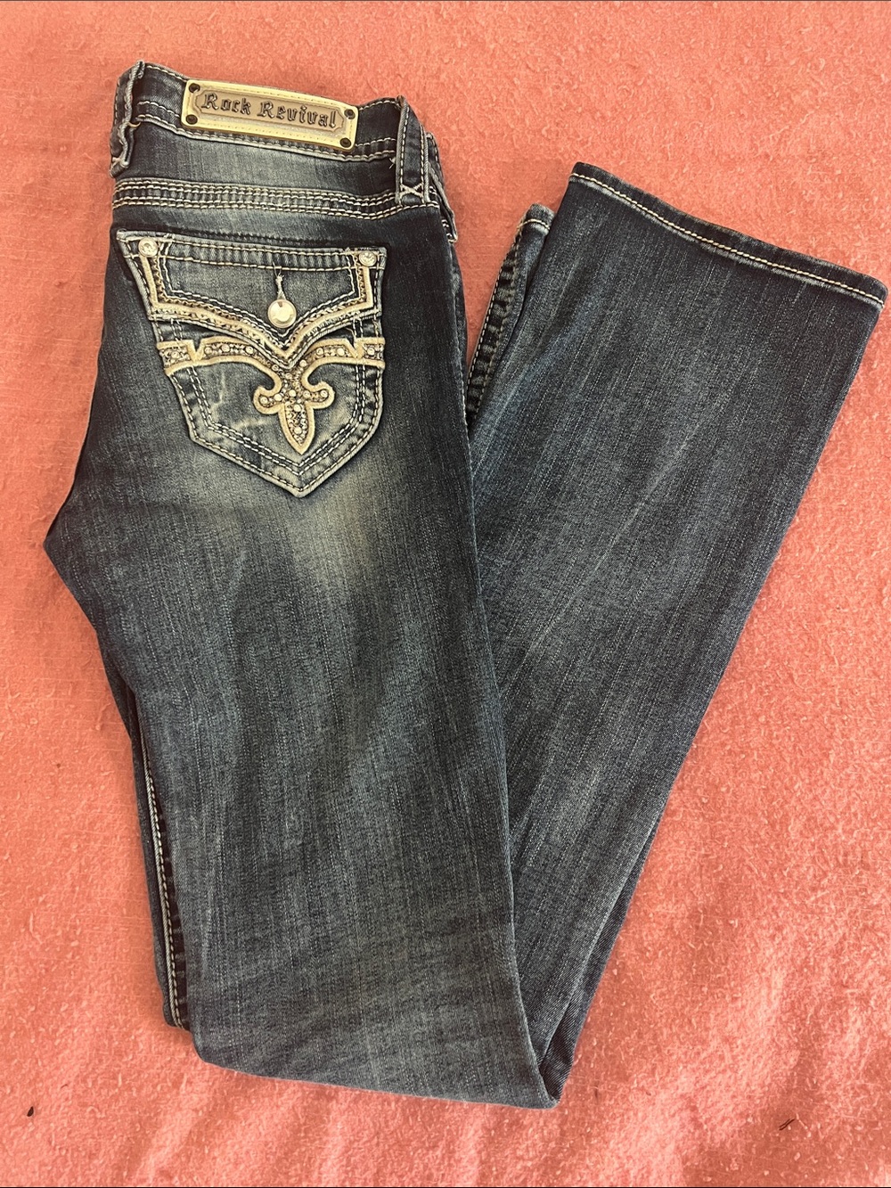 Womens Rock Revival Dark Blue Bootcut Jeans 27